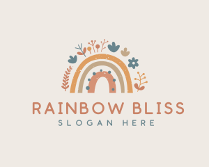 Children Flower Rainbow logo design