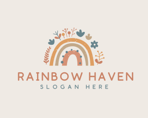 Children Flower Rainbow logo design