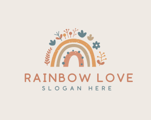 Children Flower Rainbow logo design