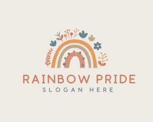 Children Flower Rainbow logo design