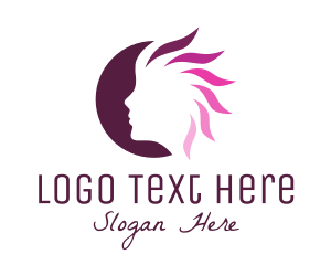 Purple And Pink - Pink Hair Silhouette logo design