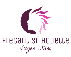 Pink Hair Silhouette logo design