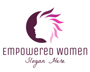 Pink Hair Silhouette logo design