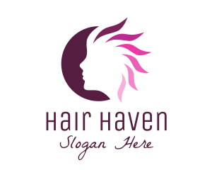 Pink Hair Silhouette logo design