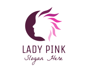 Pink Hair Silhouette logo design