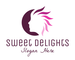 Pink Hair Silhouette logo design