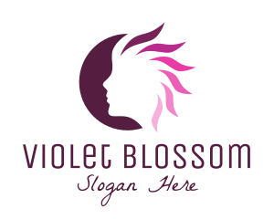 Pink Hair Silhouette logo design