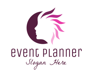 Hair - Pink Hair Silhouette logo design