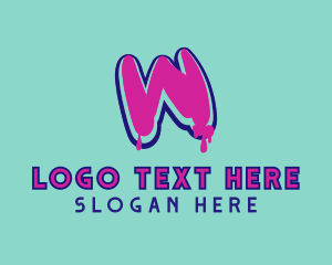 Neon - Paint Graffiti Letter W logo design