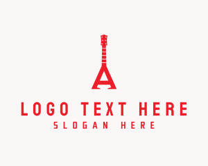 String - Guitar Instrument Letter A logo design