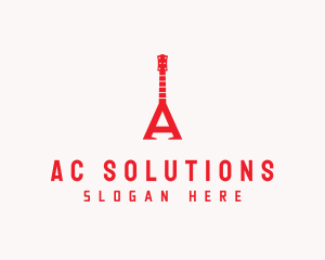 Guitar Instrument Letter A logo design