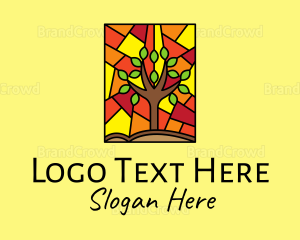 Stained Glass Tree Forest Logo