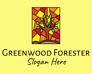 Stained Glass Tree Forest logo design