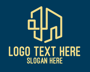Architectural - Yellow Building Outline logo design