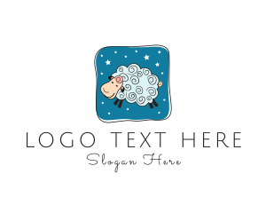 Blue Girl - Night Nursery Sheep logo design