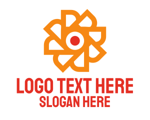 Orange Sun - Orange Blade Flower logo design