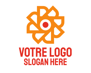 Orange Blade Flower Logo