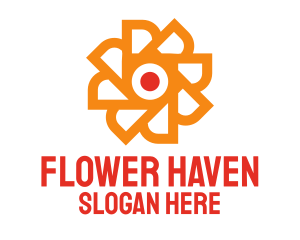 Orange Blade Flower logo design