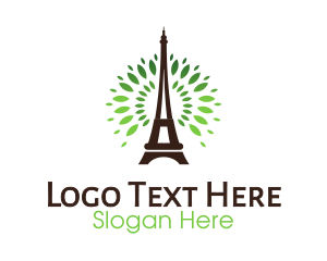 Landmark - Eiffel Tower Leaves logo design