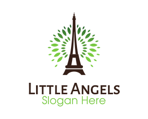 Vegan Restaurant - Eiffel Tower Leaves logo design