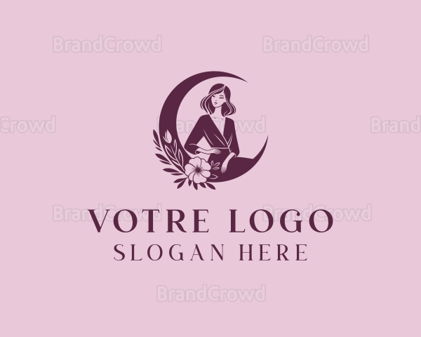 Floral Woman Moon Logo