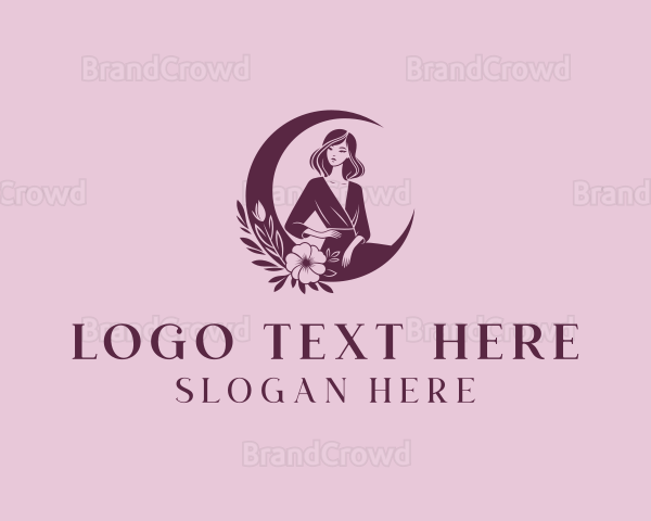 Floral Woman Moon Logo