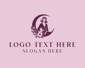 Stylish - Floral Woman Moon logo design