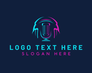 Singer - Headset Microphone Podcast logo design