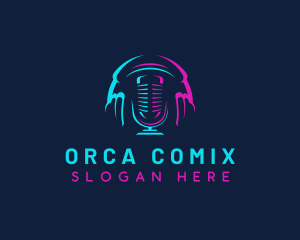 Singer - Headset Microphone Podcast logo design
