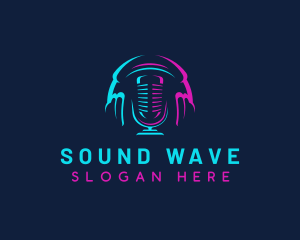 Headset Microphone Podcast logo design