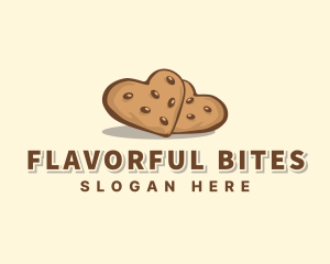 Tasty - Heart Cookie Snack logo design