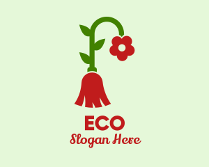 Sweeper - Nature Flower Broom logo design