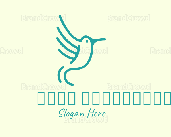 Teal Hummingbird Wings Logo