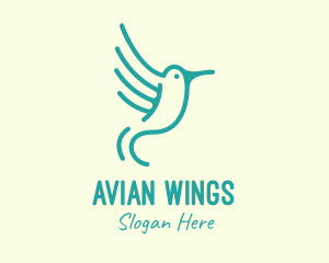 Teal Hummingbird Wings logo design