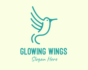 Teal Hummingbird Wings logo design