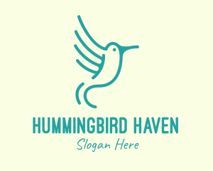 Teal Hummingbird Wings logo design