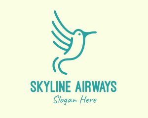 Teal Hummingbird Wings logo design