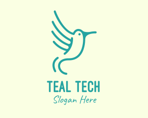 Teal Hummingbird Wings logo design