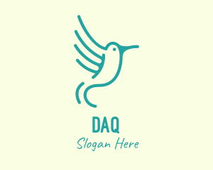 Bird - Teal Hummingbird Wings logo design