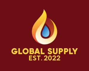 Supply - Fire Water Supply Droplet logo design