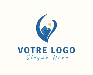 Trip - Valley Mountain Letter V logo design