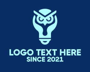 Zoology - Blue Owl Light Bulb logo design