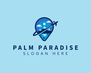 Tropics - Pin Locator Plane Vacation logo design