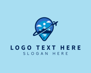 Sea - Pin Locator Plane Vacation logo design