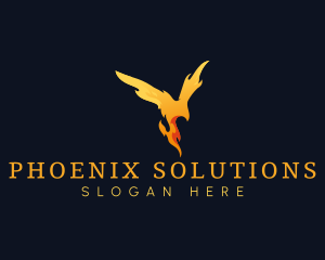 Flying Fire Phoenix logo design