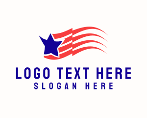 America - Blue Star Stripe Flag Banner logo design