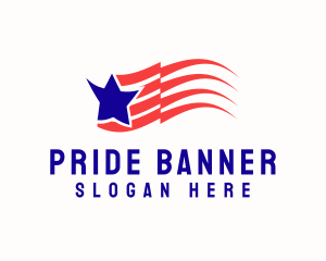 Blue Star Stripe Flag Banner logo design