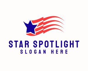 Blue Star Stripe Flag Banner logo design