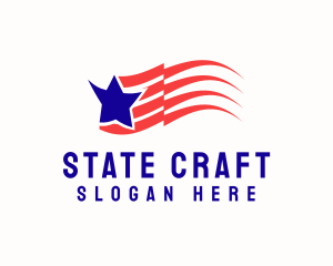 State - Blue Star Stripe Flag Banner logo design