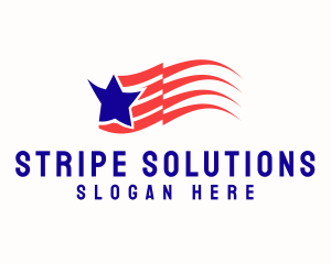 Blue Star Stripe Flag Banner logo design